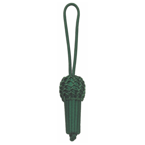 Eichel schützengrün 25 mm hoch mit überketteltem Kopf Schützengrüne Eichel mit überketteltem Kopf und Kordelschlaufe, längliche Quastenform als Uniformzubehör für Schützenuniformen