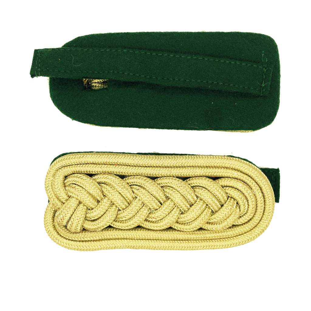 Leutnantsgeflecht gold, Unterlage grün