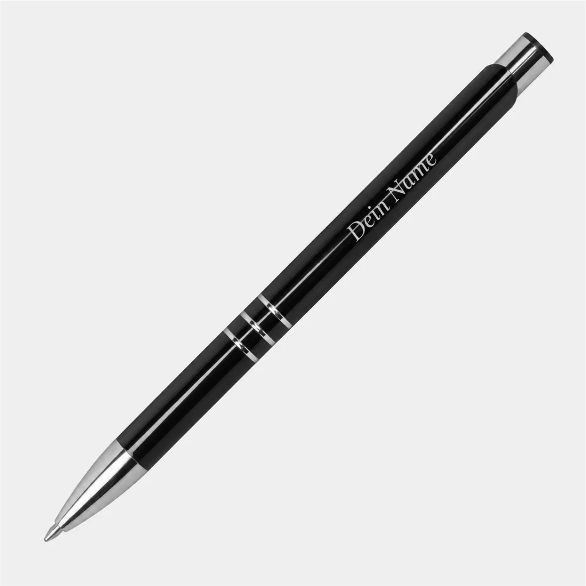 Metall-Schreibset incl. Lasergravur Kugelschreiber, Schwarz, Metall, Gleiter, Personalisierbar