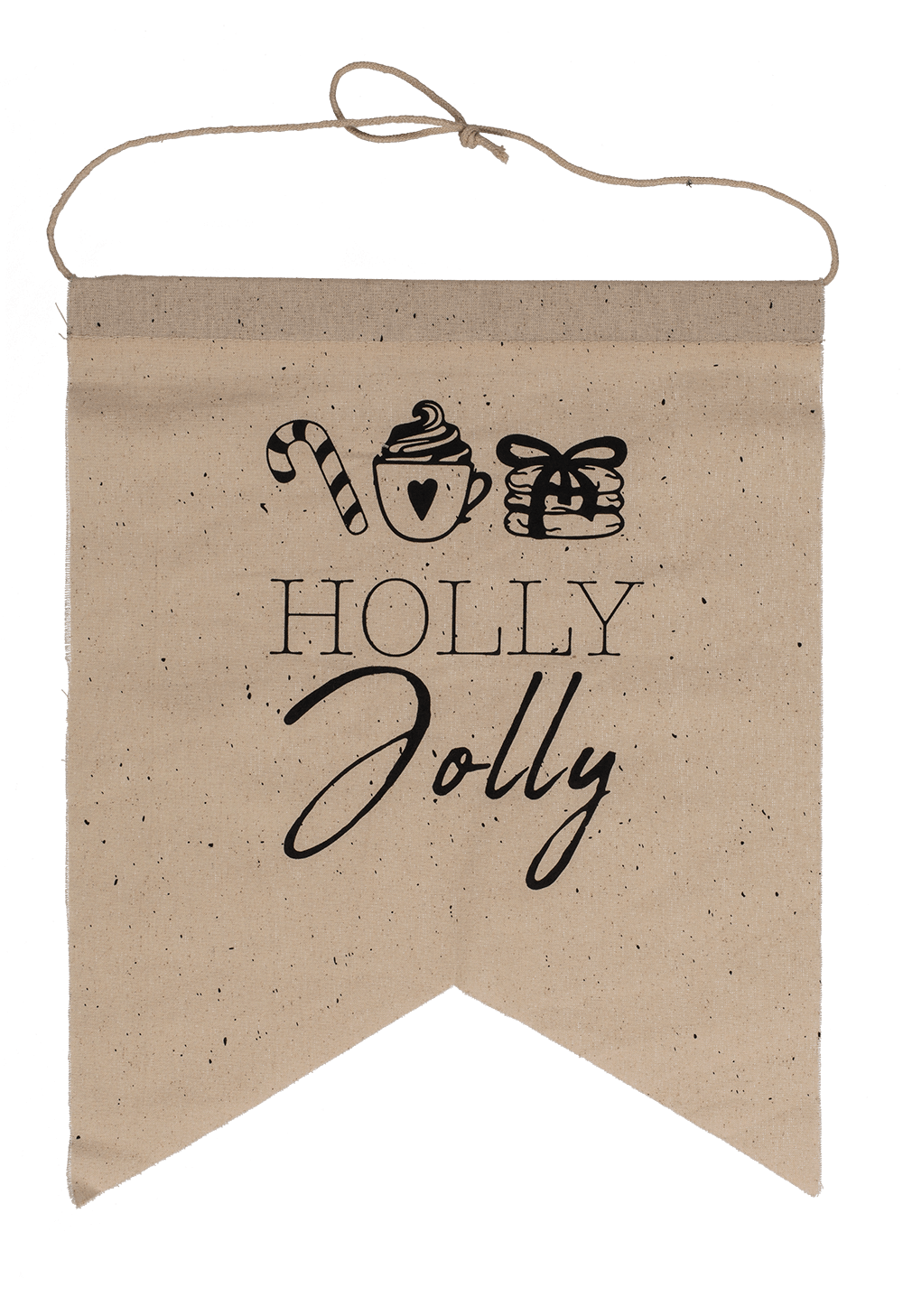 Naturfarbener Wimpel, Holly Jolly 30 x 37cm