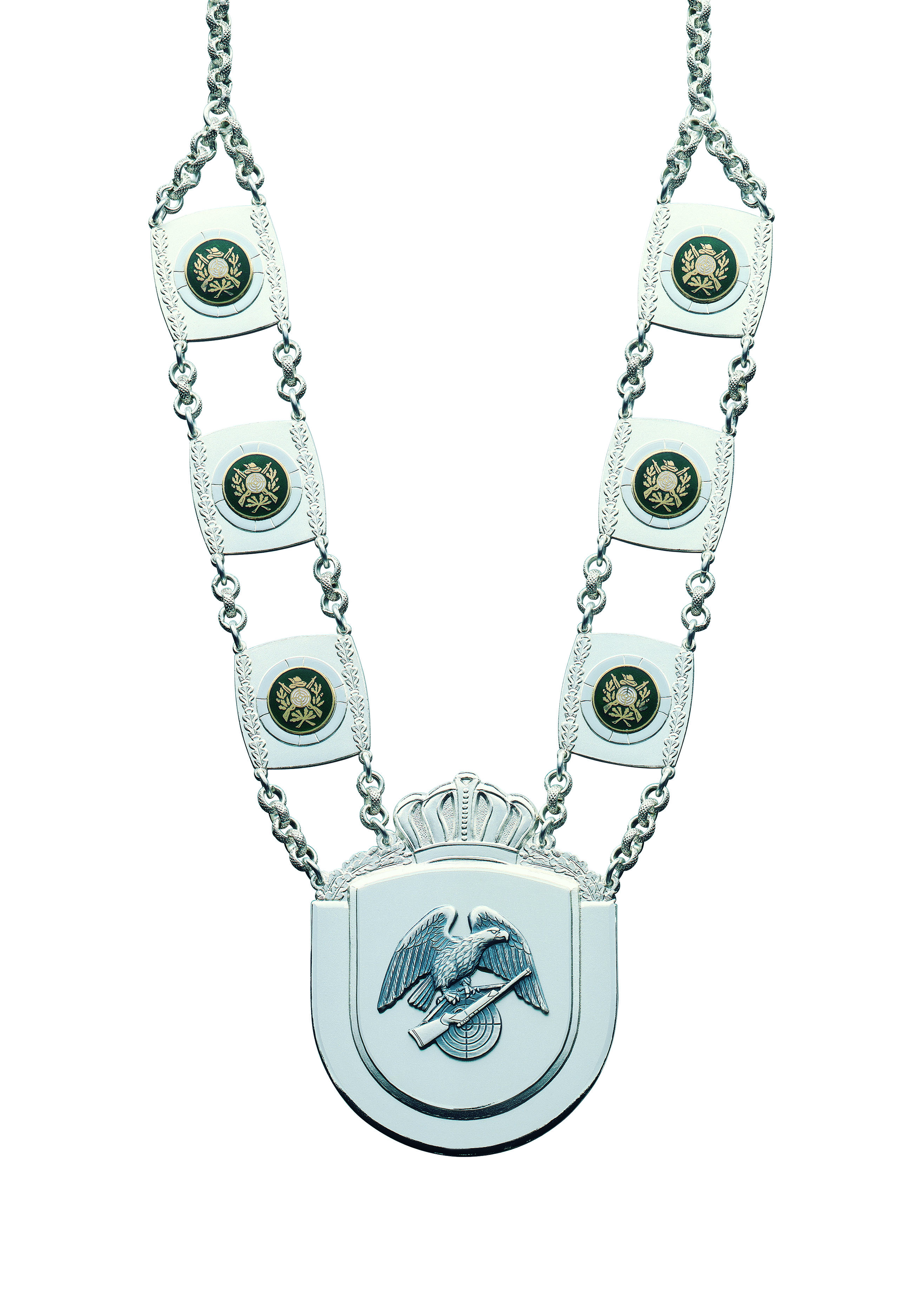 Kette mit Auflagen und 6 Kettengliedern versilbert Kette mit Auflagen und 6 Kettengliedern versilbert