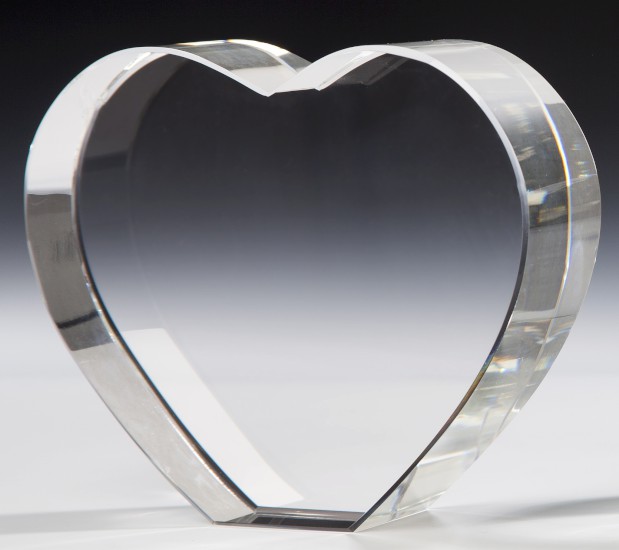 Kristallherz stehend - 140 mm x 120 mm /Stärke 40 mm