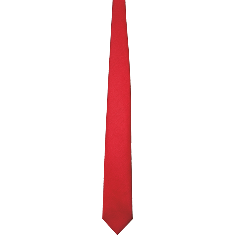 Schmale rote Krawatte in Uni-Optik mit Shantung-Struktur und spitz zulaufendem Ende aus 100% Polyester