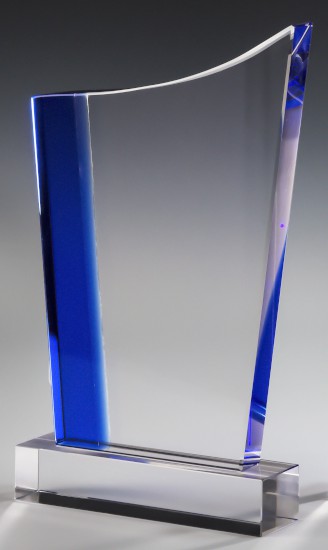Kristalltrophäe Designer - blau H 220 mm / B 130 mm