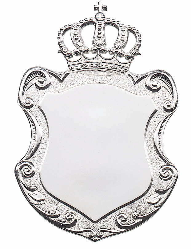 Schild versilbert mit Öse und Ring
