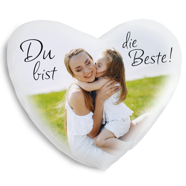 Kissen Herz "Du bist die Beste!" mit eigenem Foto