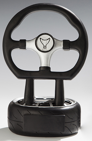 Motorsport Resinfigur / Höhe 120 mm - auf schwarzem Reifensockel