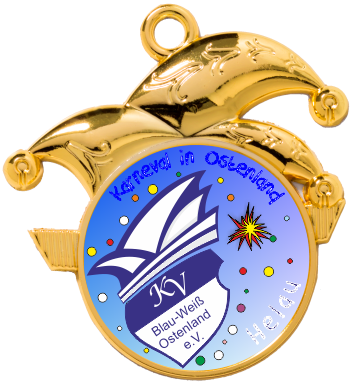 Medaille Gold mit Prinzenmütze