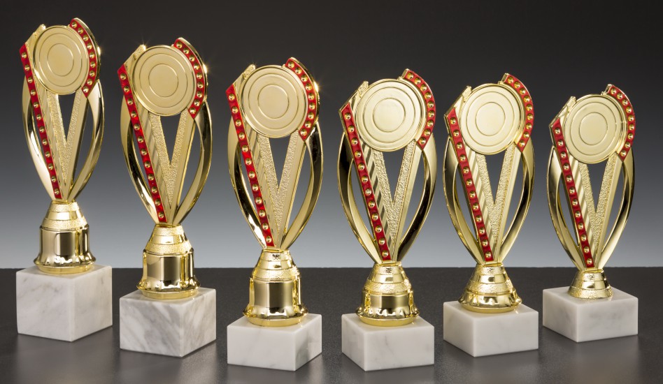 6er- Ständer - Trophäen Serie gold / rot 6er- Ständer - Trophäen Serie gold / rot