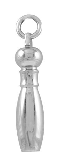 Kegelpinn als Anhänger in Kegelform mit Ring Kegelpinn in silberfarbener Optik als Anhänger, geformt wie ein Kegel mit Rundkopf und Ring zur Befestigung