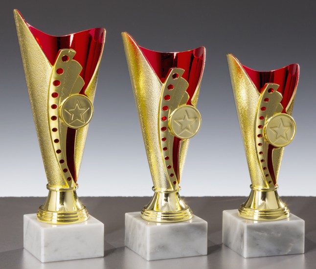 3er - Trophäen Serie gold / rot