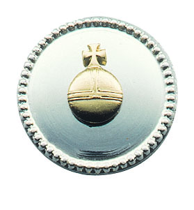 Auflage Apfel versilbert mit langer Nadel Auflage Apfel versilbert mit langer Nadel