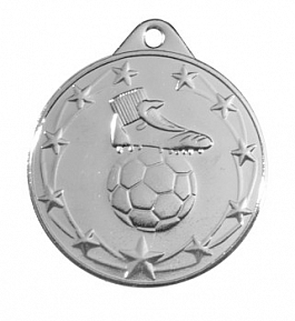 Medaille Fußball  Ø 50 mm - silber