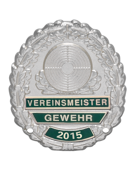Vereinsmeisterabzeichen versilbert mit Sicherheitsnadel