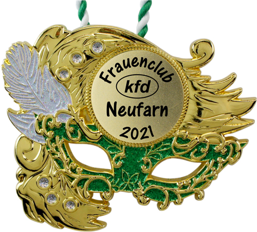 Karnevalsorden "Maske in Grün/Weiß" Karnevalsorden "Maske in Grün/Weiß"