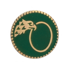 Auflage Ringmotiv, vergoldet, rund mit goldenem Ring auf grünem Hintergrund Runde vergoldete Auflage mit Ringmotiv, goldenem Rand und grünem Hintergrund für Schützenabzeichen und Orden