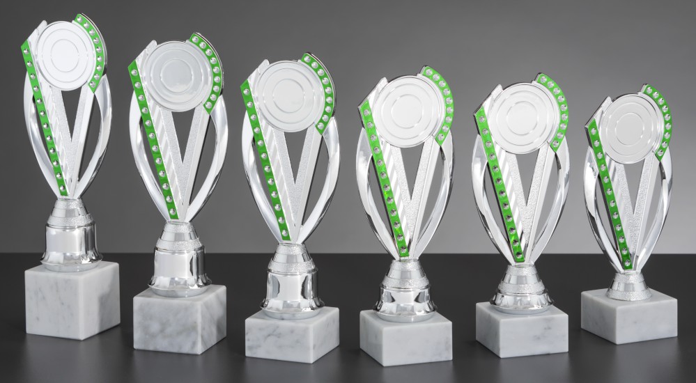 6er - Ständer - Trophäen Serie silber / grün 6er - Ständer - Trophäen Serie silber / grün