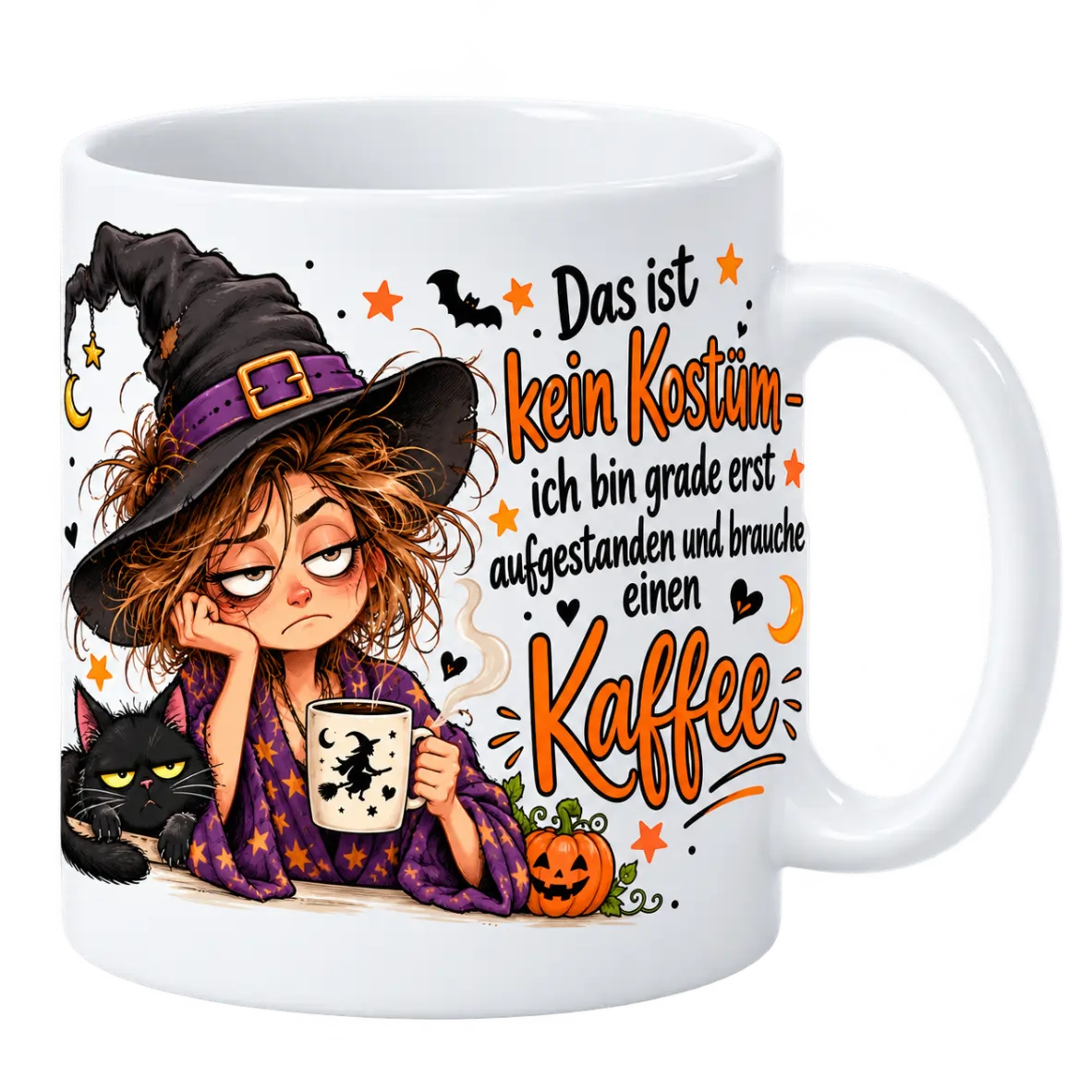 Kaffeetasse, Halloween, Hexe, Kürbis, Kaffeetasse mit Spruch