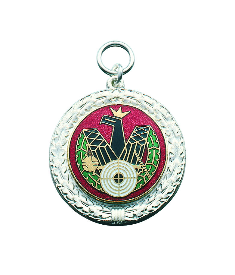 Anhänger mit Eichenlaub und Königsadler-Auflage, vergoldet mit Öse und Ring