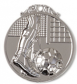 Zamak-Medaille Fußball Ø 45 mm - silber