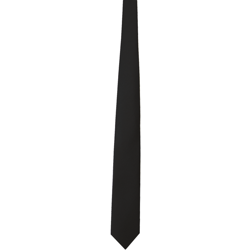Trauerkrawatte schwarz aus Shantung Schwarze Trauerkrawatte in uni mit schmal zulaufender Form und Shantung-Struktur aus Polyester.