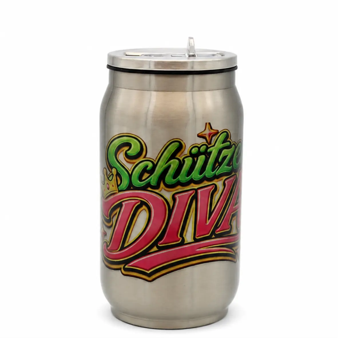 Thermodose Schützen Diva 250 ml – doppelwandiges Edelstahl-Trinkgefäß mit Trinkhalm